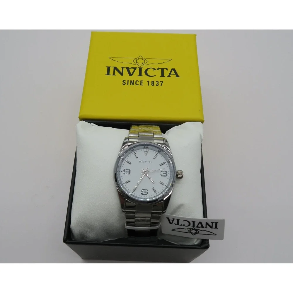 Invicta Celestial Men's Watch 35mm Silver Tone Stainless Steel White Dial NEW